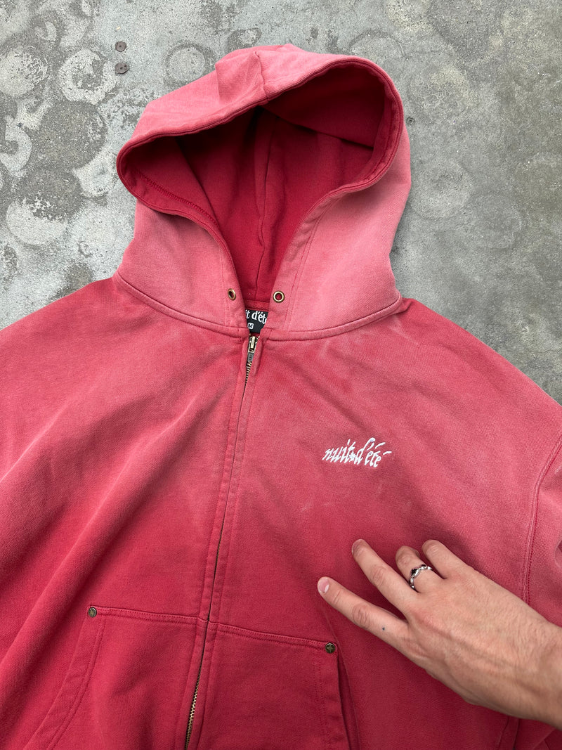 RED SUNFADE ZIP HOODIE
